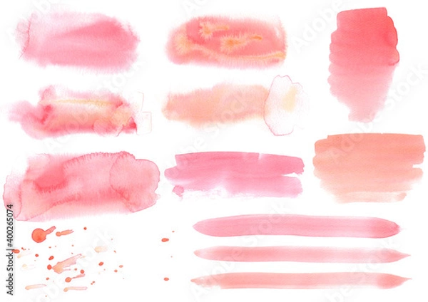 Obraz Watercolor Hand Drawn Splashes Strocks for Cards Logo Design
