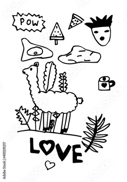 Obraz Doodle patch set. Stylization for a child's drawing