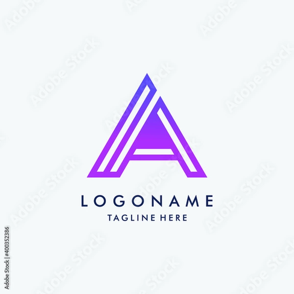 Fototapeta Letter A line logo design. Linear creative minimal monochrome monogram symbol. Universal elegant vector sign design. Premium business logotype. Graphic alphabet symbol for corporate business identity