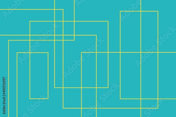Fototapeta Abstract background pattern made with lines forming geometric (rectangles) shapes. Modern, simple, minimal vector art in yellow and blue colors.