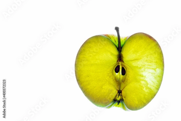 Fototapeta Green apple slice isolated on a white background.