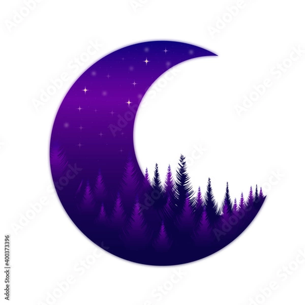 Obraz vector illustration of the month on a white background, pine, gradient