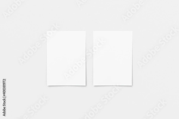 Fototapeta set of 2 a4 White vertical paper sheet Mockup, letter or invitation
