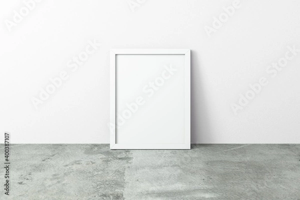 Fototapeta Empty metal frame on concrete floor, industrial mockup