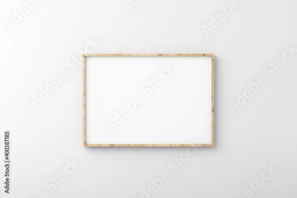 Fototapeta Wooden Blank A4 frame isolated on white for mockup