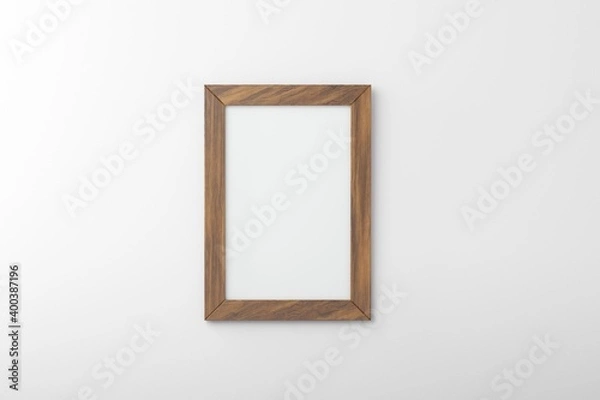 Fototapeta Wooden Blank A4 frame isolated on white for mockup