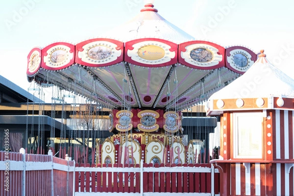 Obraz Beautiful close-up carousel. Winter day.