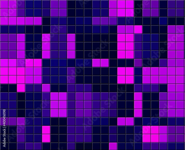Fototapeta Spectacular background in the shape of a tetris, with beautiful color squares of purple, lilac, blue and black.