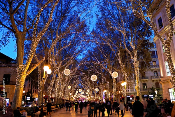 Obraz Paseo del Borne de Palma en navidad