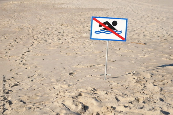 Obraz warning sign on the beach