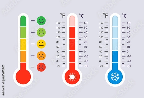 Obraz Celsius and Fahrenheit thermometers. Vector.