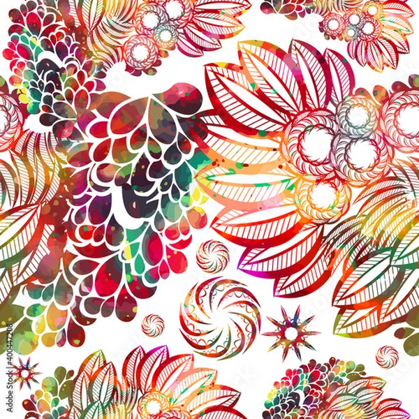 Fototapeta The seamless monochrome background pattern is derorative. Vector illustration