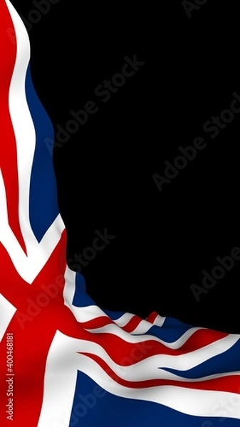 Fototapeta Waving flag of the Great Britain on dark background. British flag. United Kingdom of Great Britain and Northern Ireland. State symbol of the UK. 3D illustration