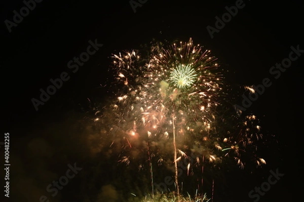 Fototapeta fireworks explosive on dark sky in night