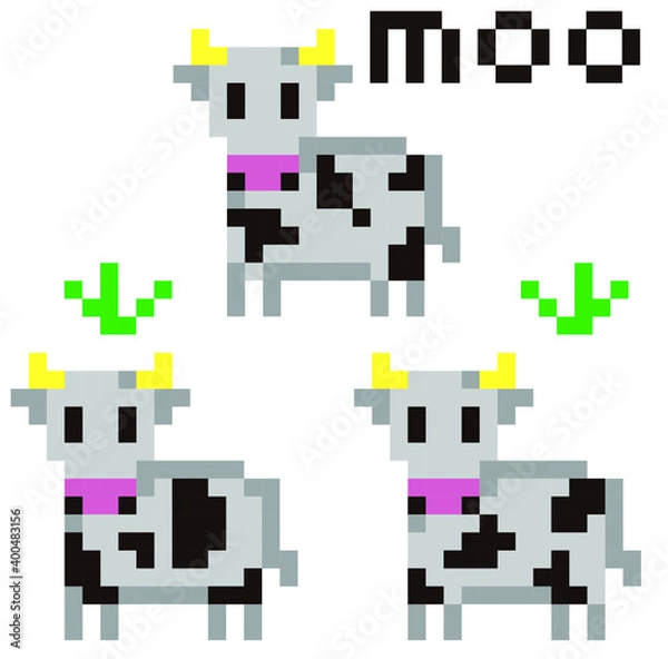 Obraz 牛　ドット絵　Illustrator形式