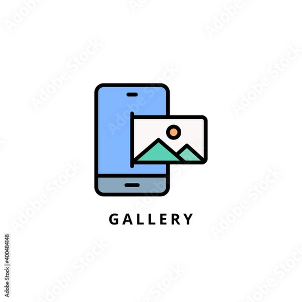 Fototapeta gallery icon vector illustration. gallery icon lineal color design.