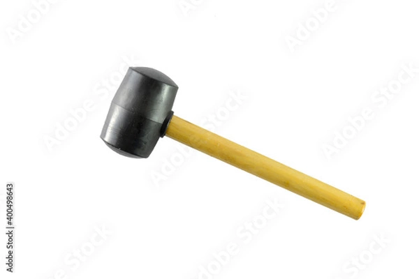 Fototapeta Rubber mallet hammer with wooden handle isolated with white background