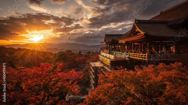 Obraz 京都府 清水寺 紅葉 夕景