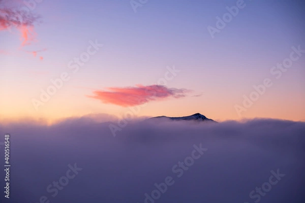 Fototapeta Mountain Ridge with sea of clouds.