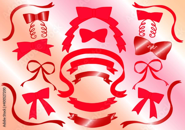 Obraz 赤ピンクグラデーションのリボンギフトセット