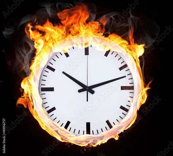 Fototapeta Burning objects and objects in fire on black background