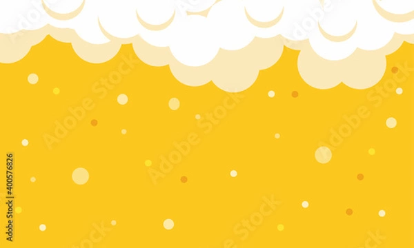 Fototapeta Flat beer background with flowing white foam. Simple beer background for tavern vector illustration concept banner
