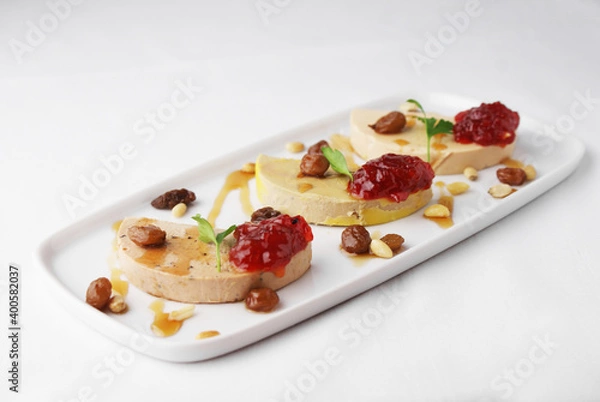 Obraz Foie gras with jam on the plate