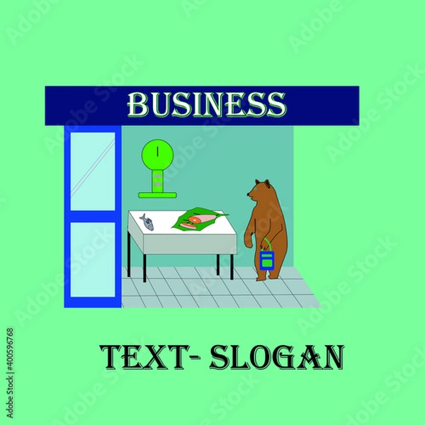 Obraz bear buying in fishmonger