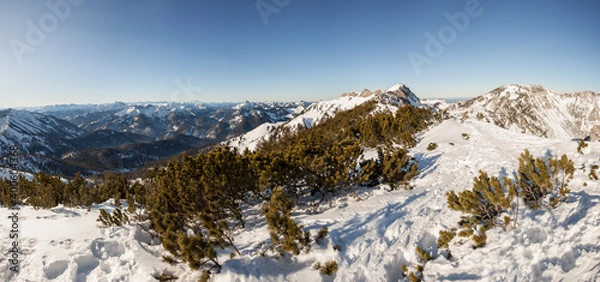 Fototapeta Mountain panorama view from Auerspitze mountain in Bavaria, Germany