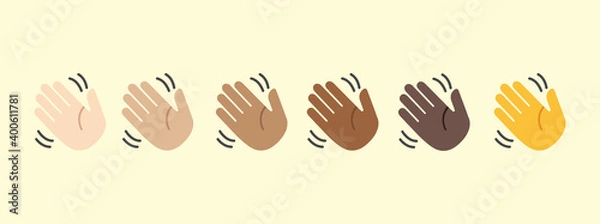 Fototapeta Waving hand emoji gesture vector isolated icon illustration. Waving hand gesture icon