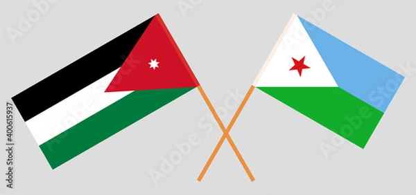 Obraz Crossed flags of Jordan and Djibouti
