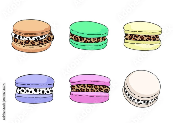 Fototapeta Macaron with leopard print cream