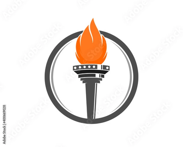 Fototapeta Torch fire flame inside the circle logo