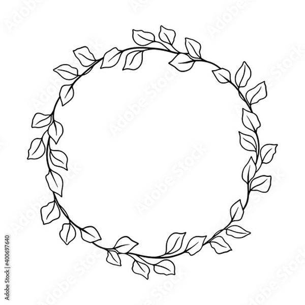 Fototapeta ack laurel wreath. Vector monogram frame. Vine leaf floral ornament for cards and invitations. Vector illustration