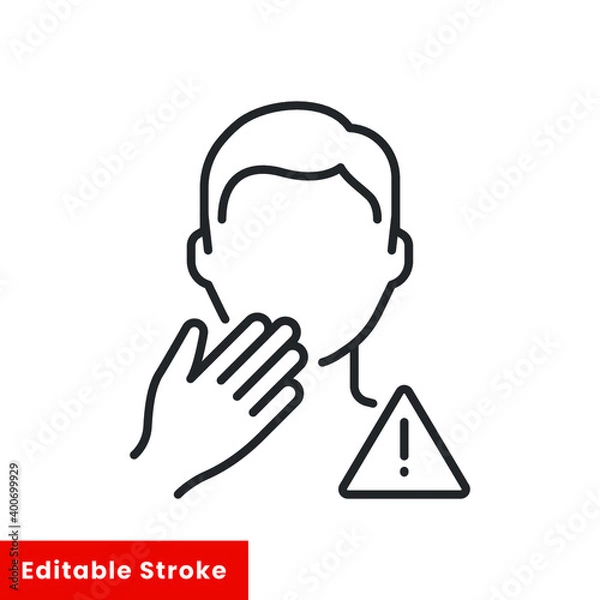 Fototapeta Avoid touching surfaces with face line icon. COVID-19 prevention. Isolate on white background. Editable stroke vector illustration EPS 10