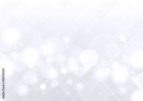 Obraz クロスフィルター風の輝き　白い玉ボケ　背景素材（白）