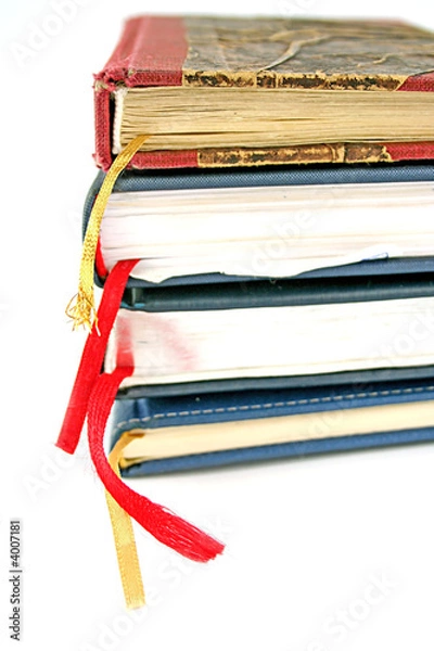 Fototapeta old notebooks with bookmarks