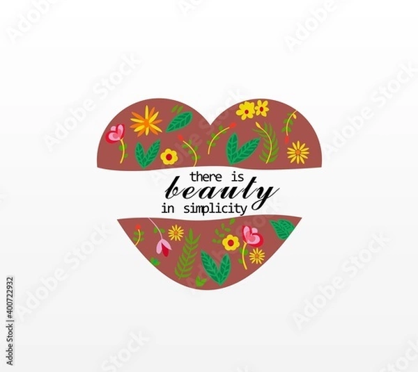 Obraz Vector of love shape with flower decoration and text