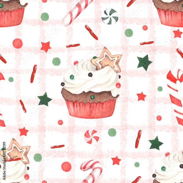 Obraz seamless pattern with christmas cakes