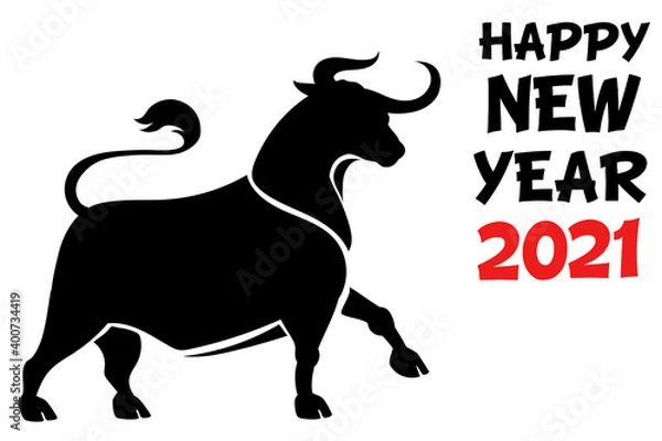 Obraz Vector Ox. Hand drawn ox silhouette.