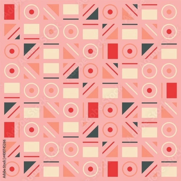 Fototapeta Beautiful of Colorful Seamless Pattern with Circles and Square, Repeated, Abstract, Illustrator Pattern Wallpaper. Image for Printing on Paper, Wallpaper or Background, Covers, Fabrics