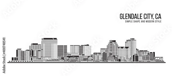 Fototapeta Cityscape Building Abstract Simple shape and modern style art Vector design -  Glendale city California
