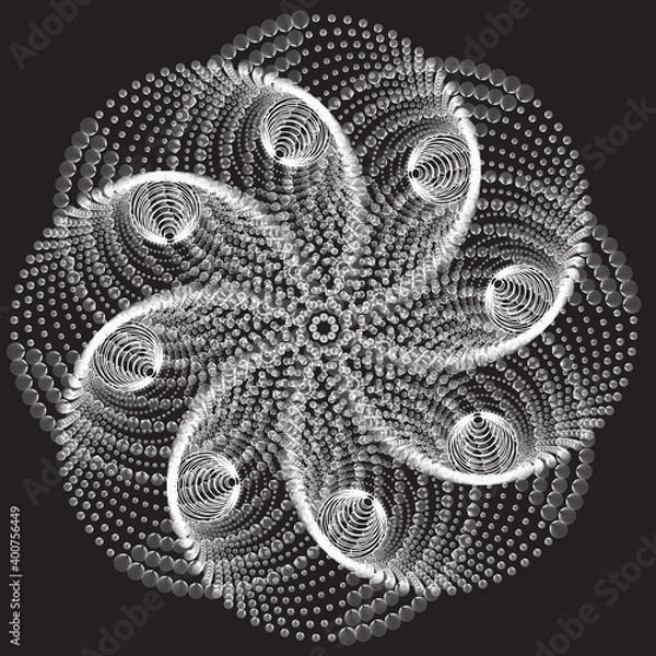 Fototapeta Dotted Halftone Vector Spiral Pattern or Texture with Ellipses
