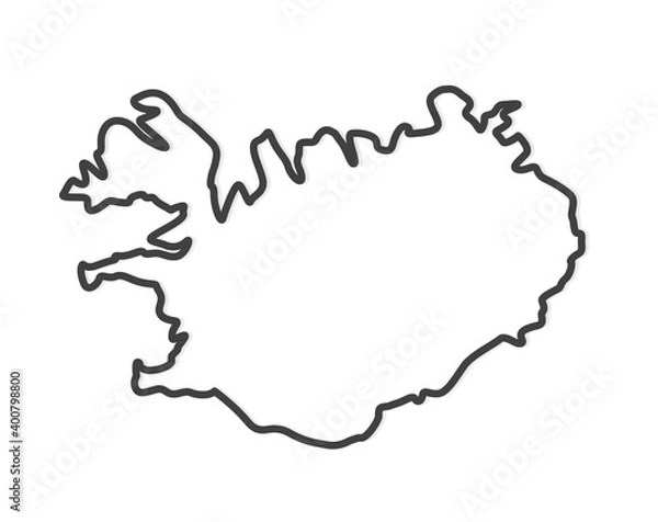 Fototapeta black abstract outline of Iceland map- vector illustration