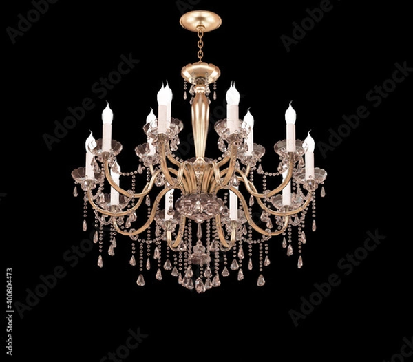 Obraz Retro chandelier  isolated on black background