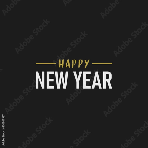 Fototapeta Happy new year typography sign. Vector Lettering Composition. Holiday design for greeting card.