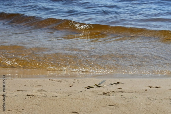 Obraz waves on the river beach