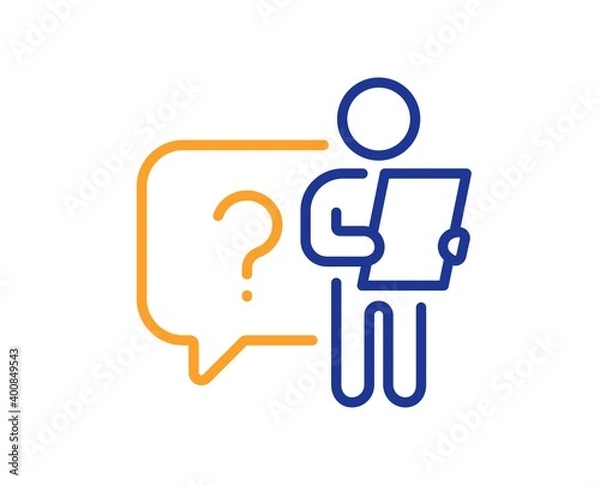 Fototapeta Search employee line icon. Interview candidate sign. Question mark symbol. Quality design element. Line style search employee icon. Editable stroke. Vector