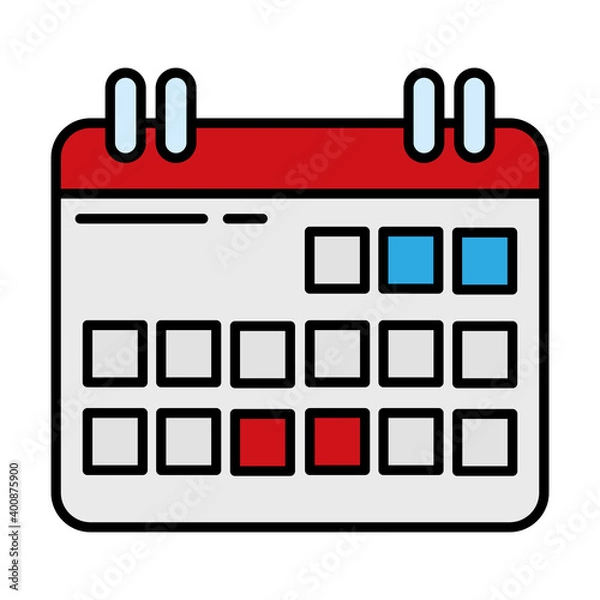 Fototapeta calendar reminder line and fill style icon vector illustration design