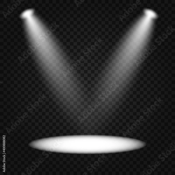 Obraz Scene illumination collection, transparent effects. Bright lighting with spotlights.
